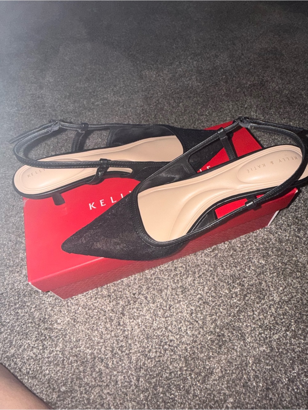 Kelly & Katie Black Pointed Slingback Heels